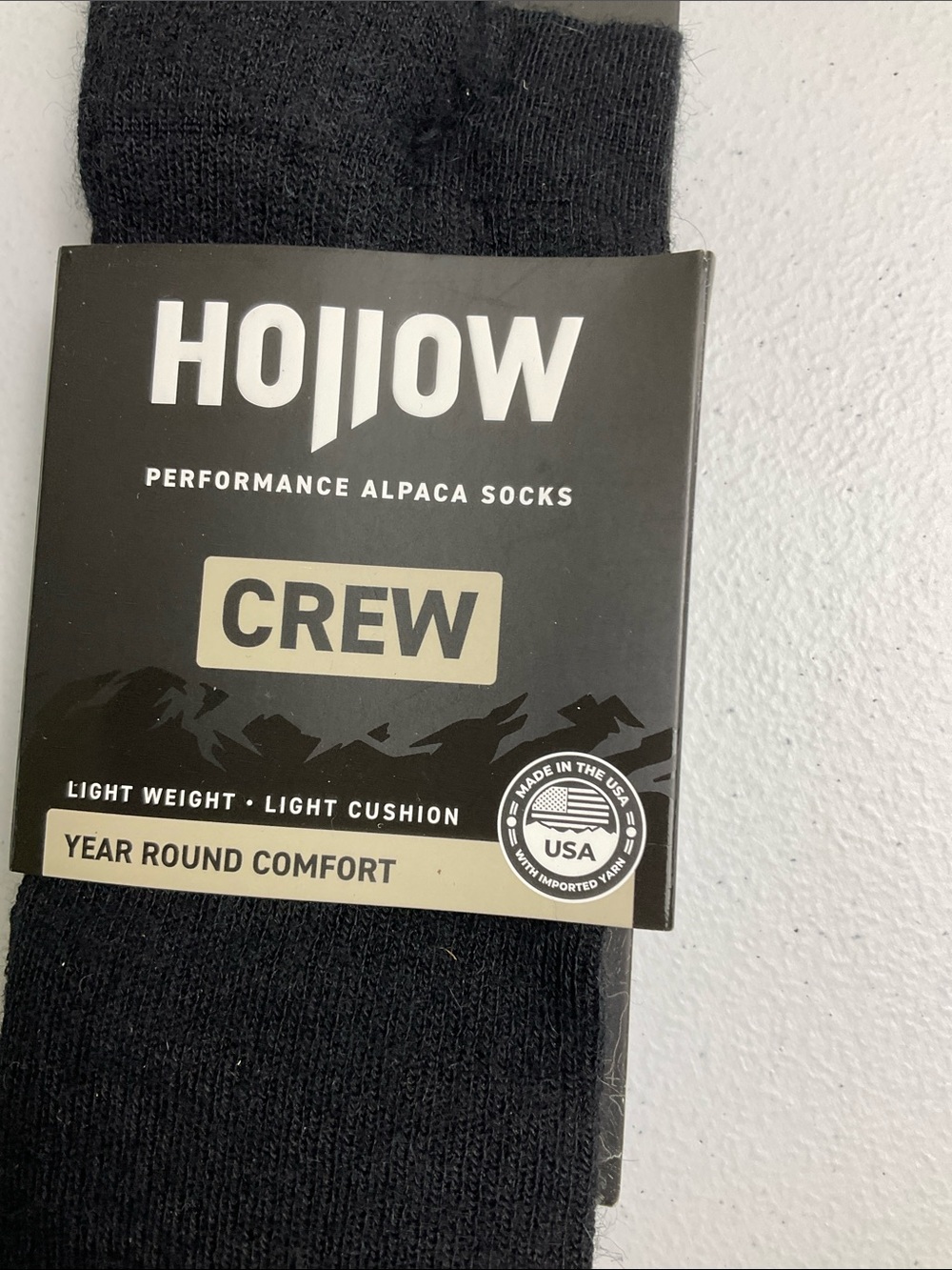 Hollow Black Crew Socks Light Compression - Picture 4 of 4